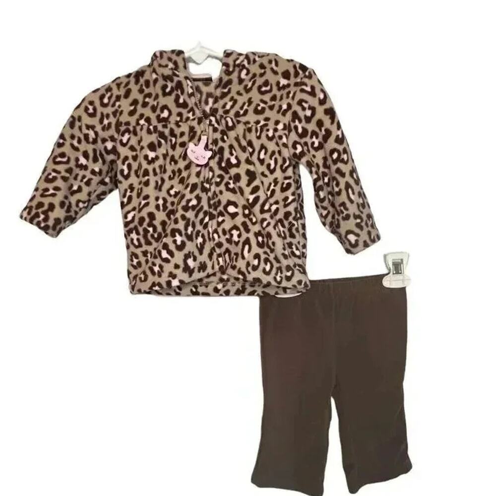 Carter’s fleece Cheetah jacket & brown pants Size 6 months